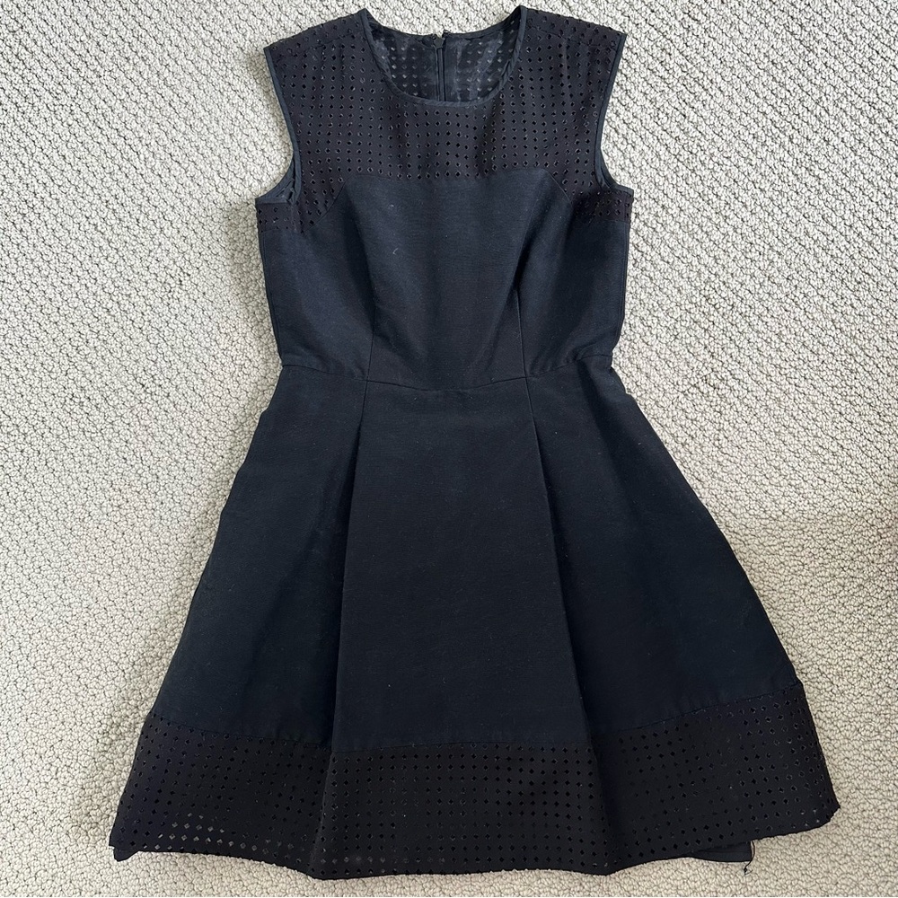 J. Crew Black Midi Dress with Eyelet Detail